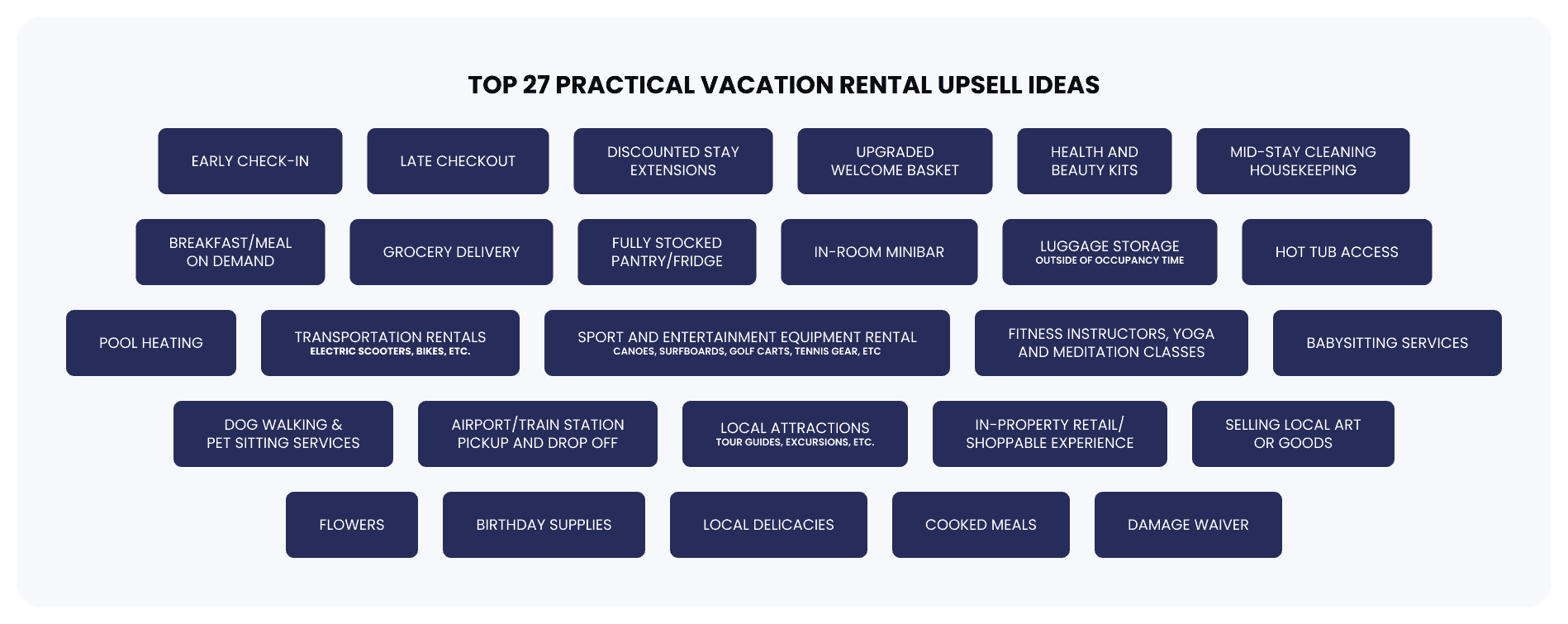 Top 27 practical vacation rental upsells