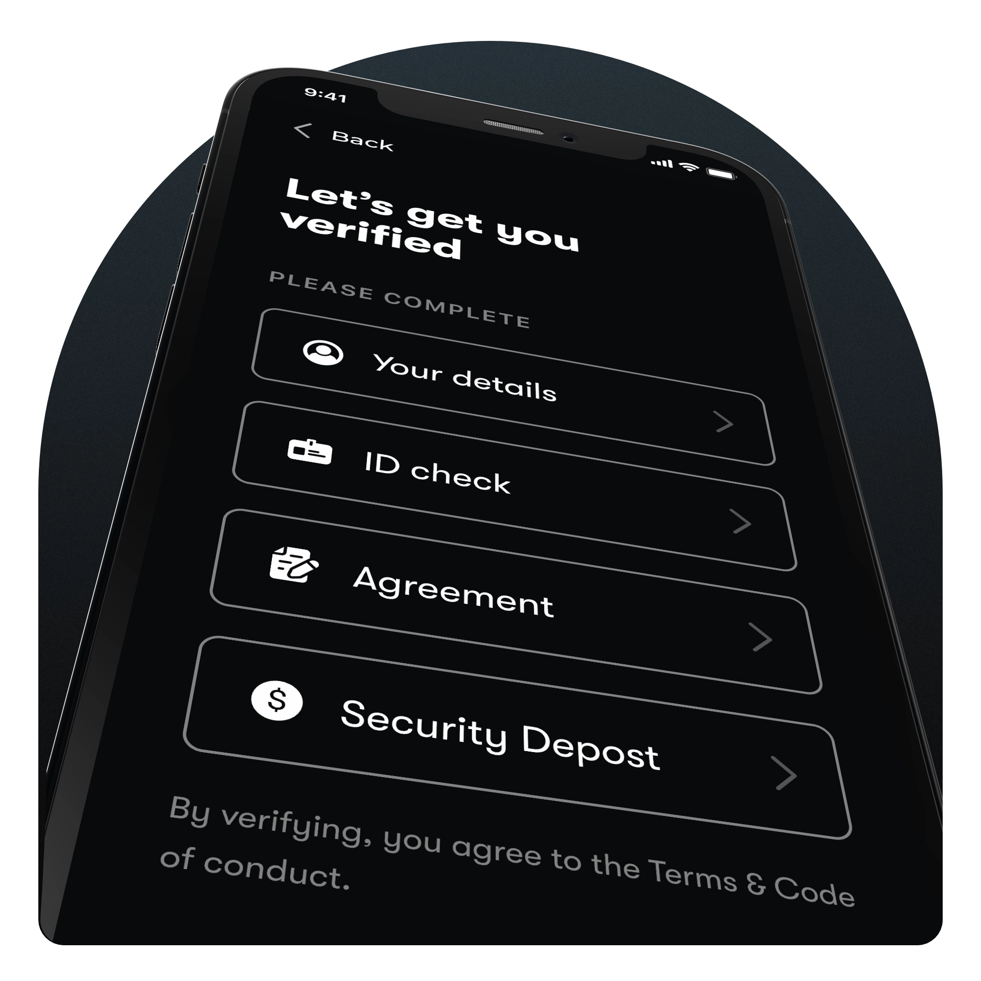 Collecting a security deposit at the verification stage