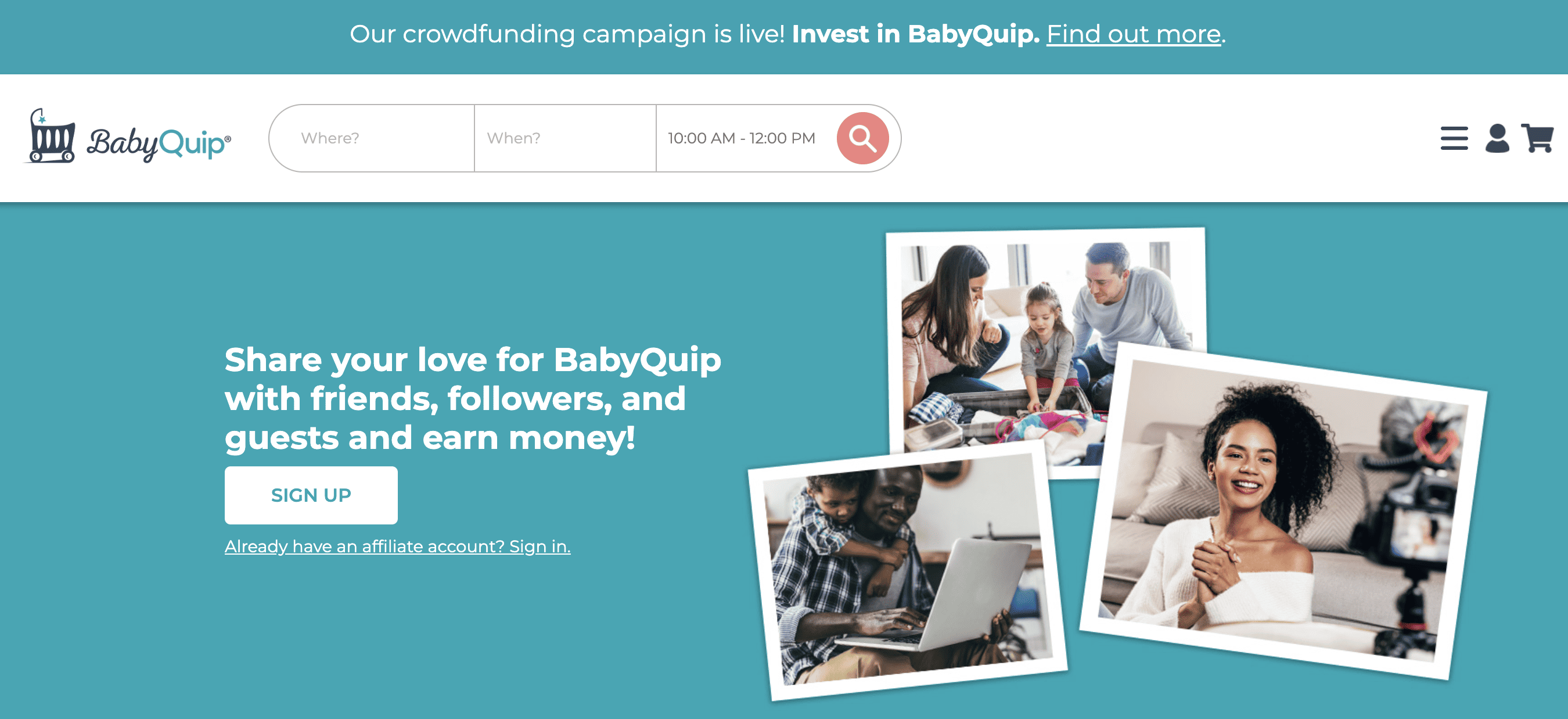 vacation rental affiliate marketing - BabyQuip affiliate program