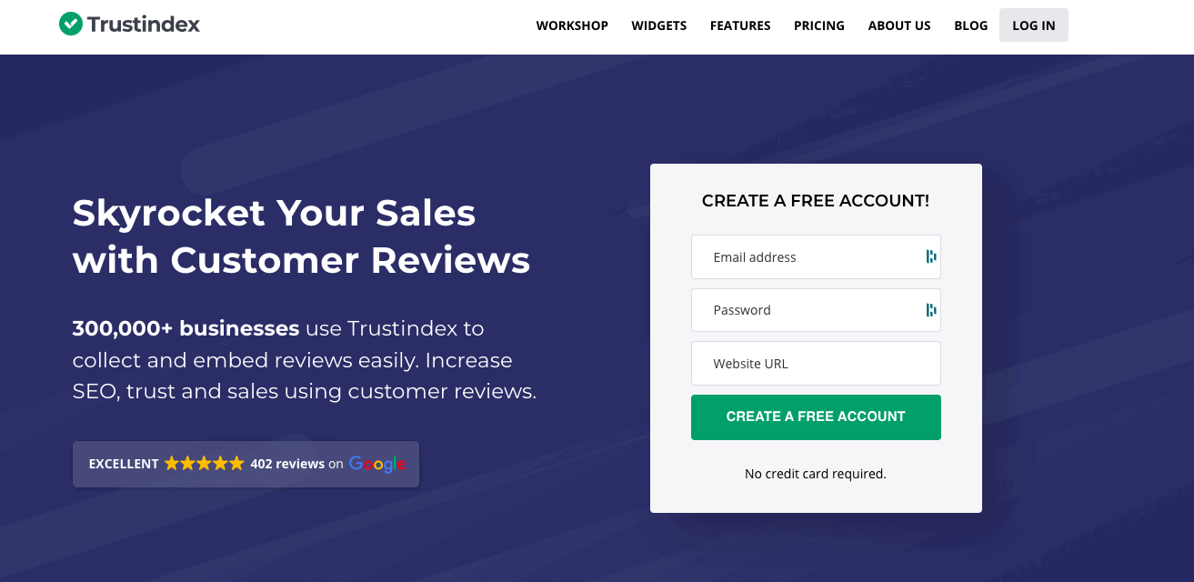 screen shot of trustindex review aggregator